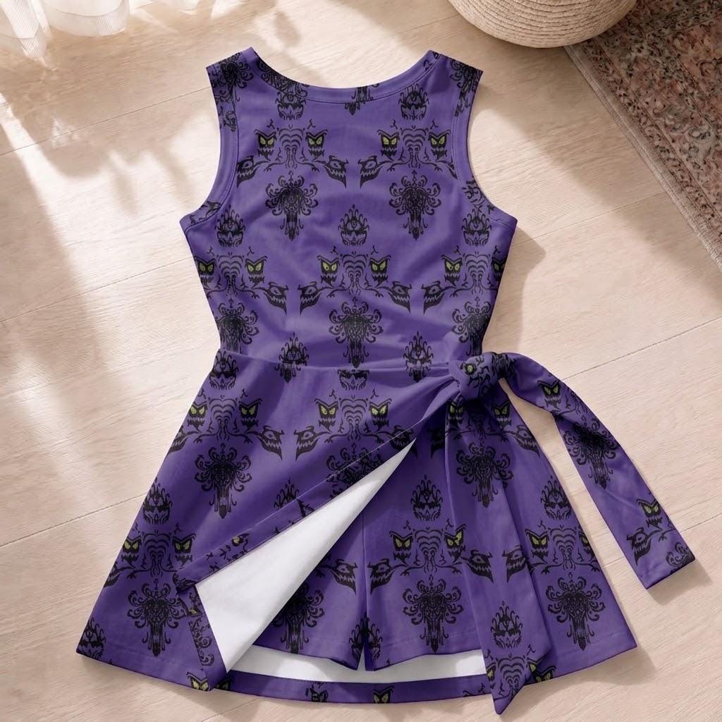 Haunted Mansion Costume Tennis Dress, Hitchhiking Ghosts Dress, Purple Ghost Host Cosplay, Halloween Party Apparel, Disneyland Trip Outfits