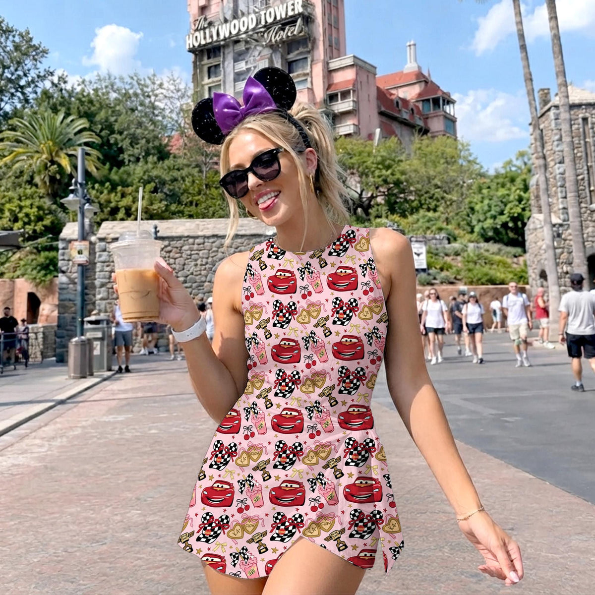 Coquette Bow Disney Cars Mcqueen Tennis Dress, Lightning McQueen Skort, Halloween Costume Outfit, Radiator Springs Halloween Vacation Skirt