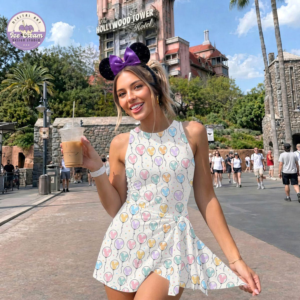 Mickey and Friends Balloon Tennis Dress, Disney Trip Costume Dress Skirt, WDW Disneyland Gift for her, Disney Characters Dress Skirt