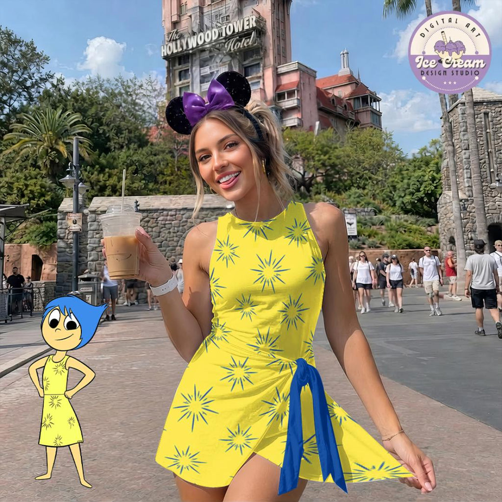 Halloween Cosplay Inside Out Tennis Dress Skirt, Inside Out Fear Sadness Anger Joy Disgust Anxiety Group Outfits, Halloween Costume Skirt