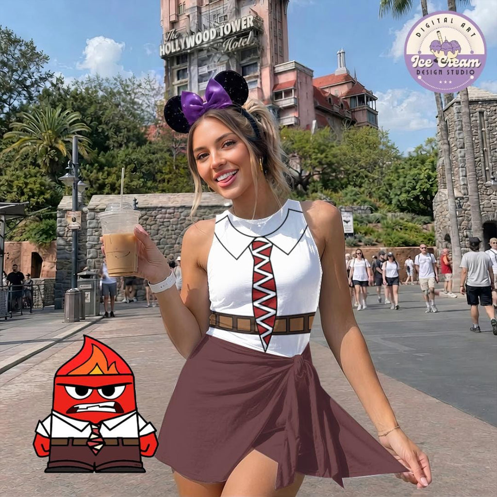 Halloween Cosplay Inside Out Tennis Dress Skirt, Inside Out Fear Sadness Anger Joy Disgust Anxiety Group Outfits, Halloween Costume Skirt
