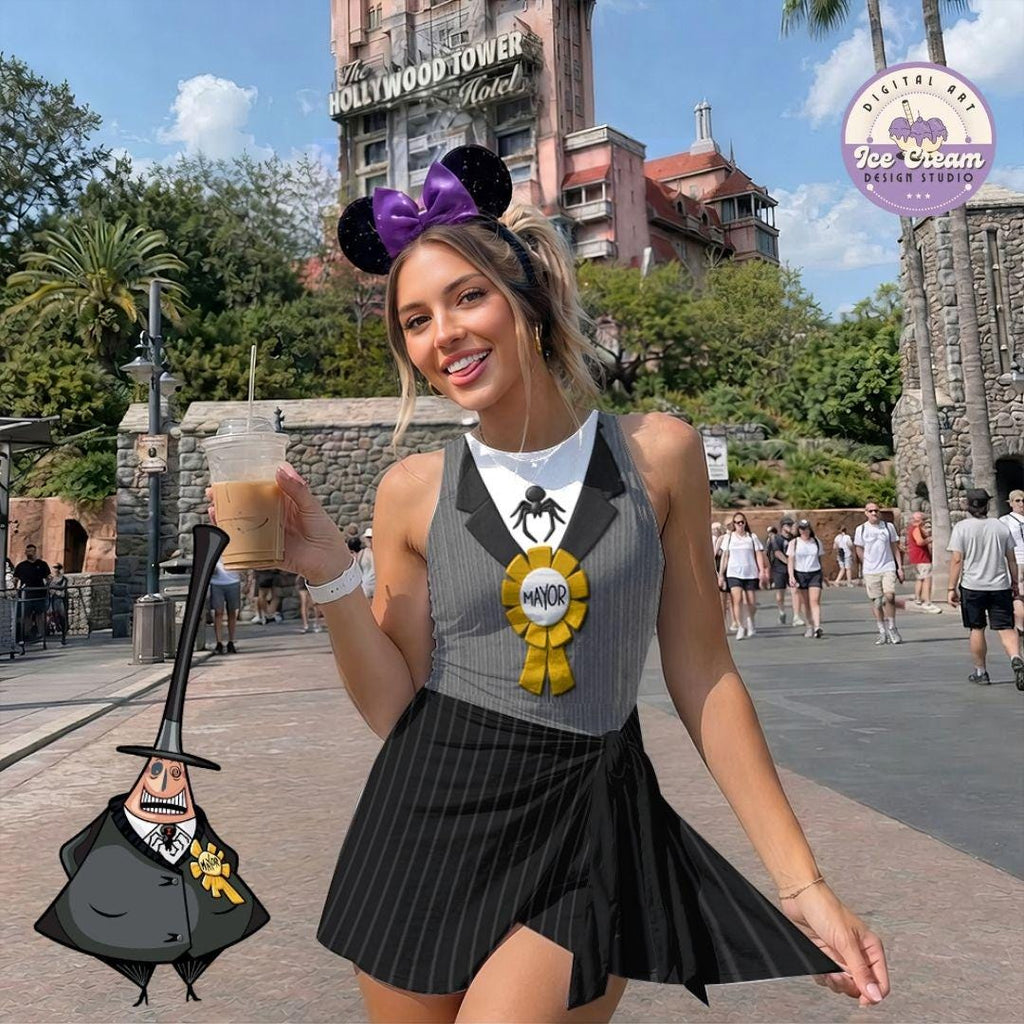 Halloween Mayor of Halloween Town Christmas Wrap Skirt Dress, Nightmare Before Christmas Dress, Halloween Outfit, Women Halloween Dress