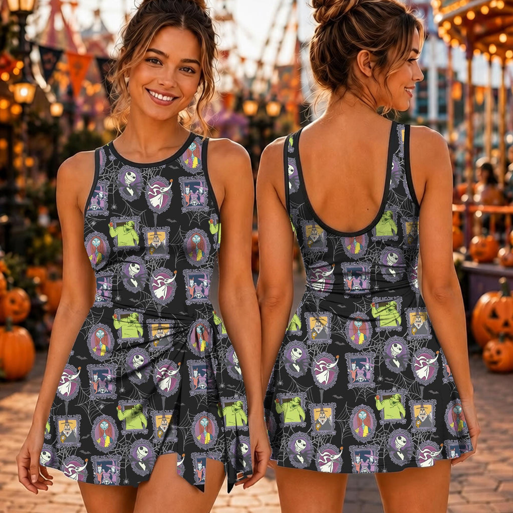 Retro Nightmare Before Christmas Tennis Dress, Jack Sally Oogie Boogie Costume Dress Skirt, Oogie Boogie Bash Disneyland Halloween Dress