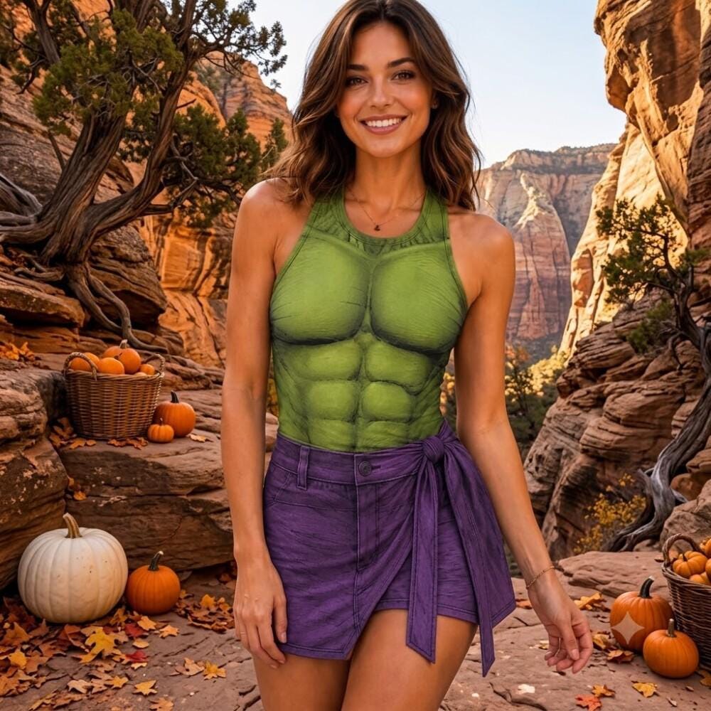 Halloween Hulk Wrap Skort Dress, Hulk Superhero Cosplay Dress, Superhero Costume Outfit, Halloween Party 2026 Girls Trip Dress