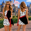 Cruella De Vil Jumpsuit Skirt Halloween Costume, Dalmatian Spots Cosplay Dress, Disneyland Villain Halloween Dress, Evil Queen Skort Outfit