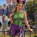 Halloween Green Superhero Wrap Skort Dress, Green Costume Outfit, Women Cosplay Dress, Halloween Party Costume, Girls Trip Outfit