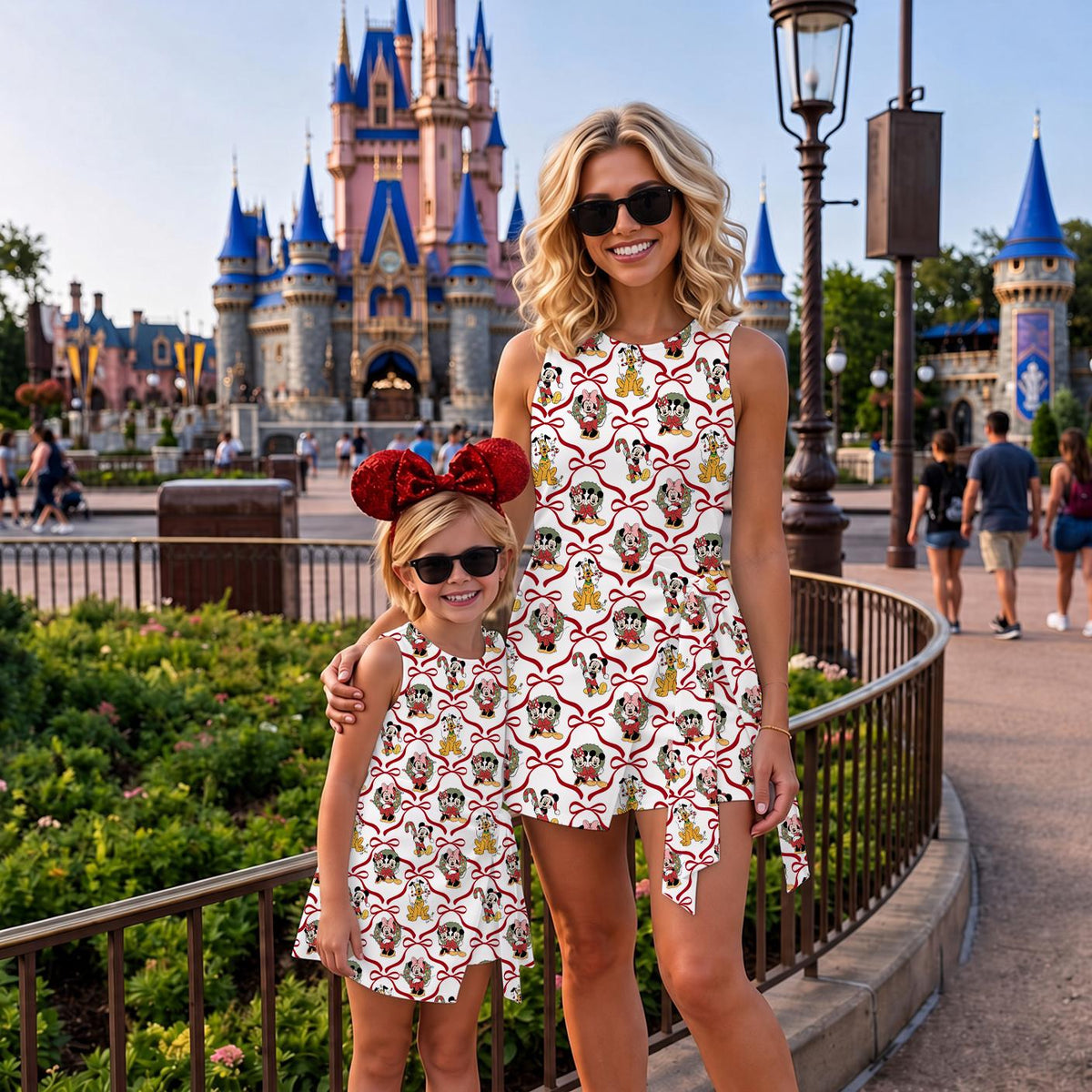 Coquette Bow Mickey and Friends Christmas Tennis Dress, Christmas Mouse Ears Activewear, Magical Kingdom Trip Skirt, Disney Xmas Wrap Skort