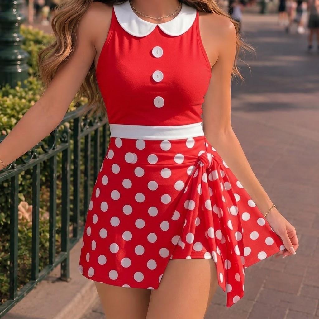 Mickey And Minnie Mouse Best Friends Matching Cosplay Outfits, Tennis Dress For Women, Theme Park Halloween Fantasy Costumes Set