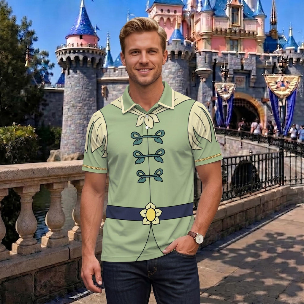 Tiana and Prince Naveen Matching Couple Outfit, Princess and the Frog Polo Shirt and Wrap Skort Dress, Theme Park Vacation Gift