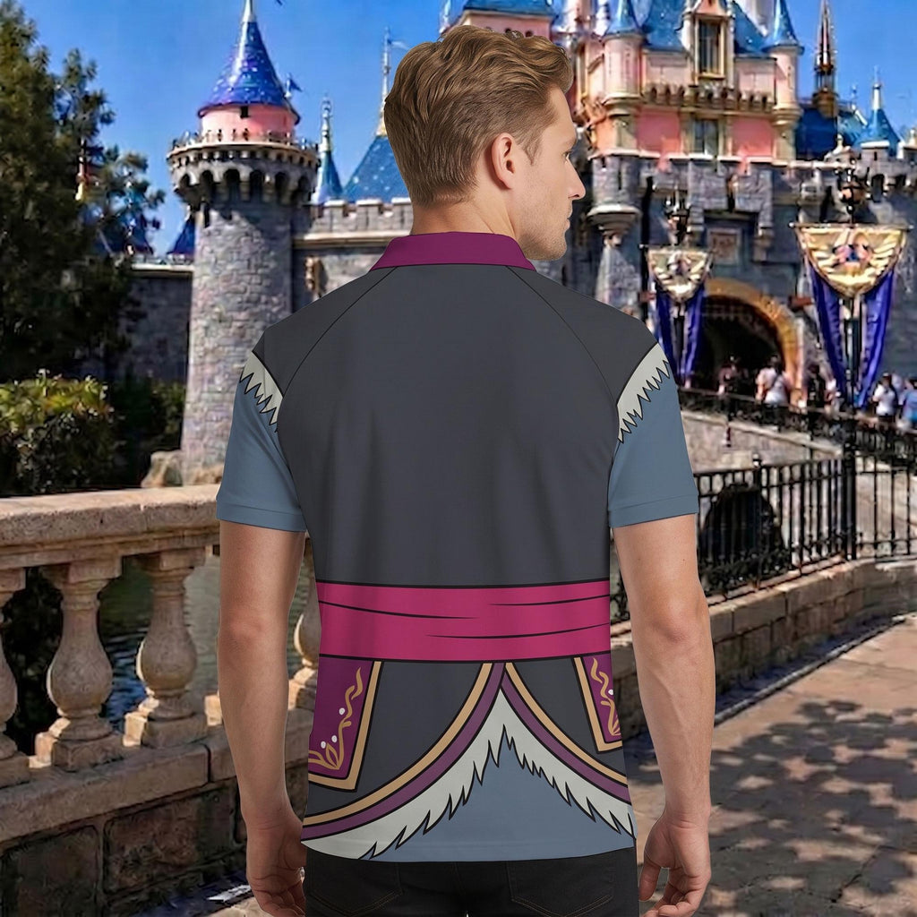 Anna and Kristoff Matching Couple Outfit, Frozen Cosplay Polo Shirt and Wrap Skort Dress, Theme Park Vacation Gift Idea