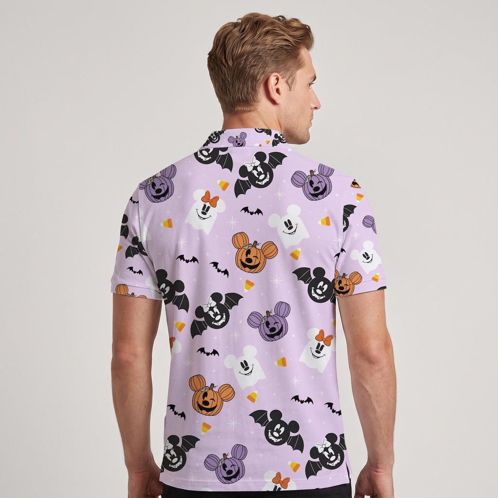 Mickey and Friends Halloween Matching Couple Outfit, Spooky Party Polo Shirt and Wrap Skort Dress, Theme Park Vacation Gift Idea