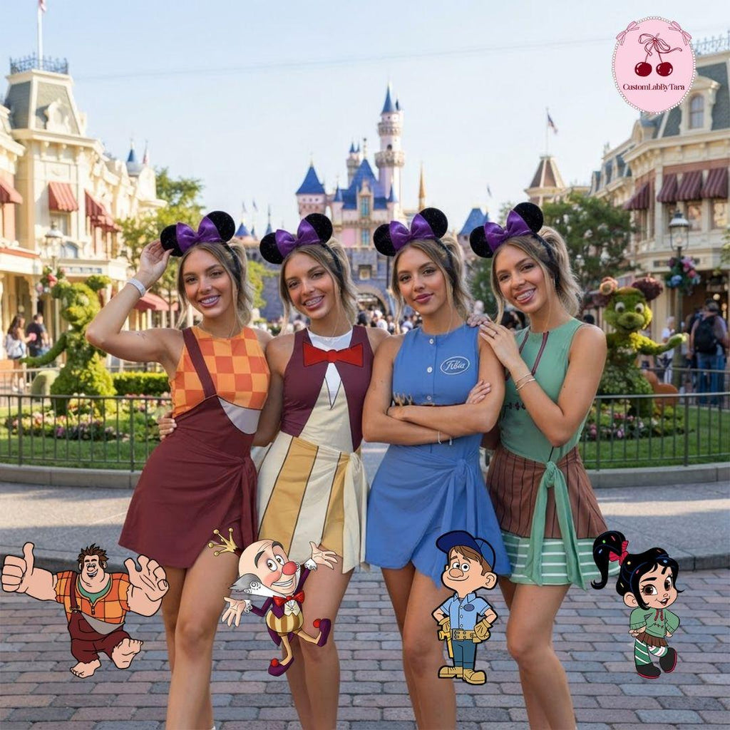 Wreck It Ralph Inspired Tennis Dress, Disney Bounding Outfit, Arcade Hero Halloween Cosplay Costume , Women's Theme Park Vacation Outfit