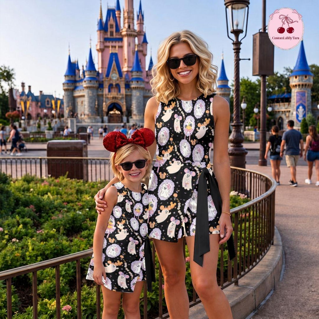 Halloween Cute Minnie Ghost Coquette Bow Wrap Skirt Dress, Mickey's Not So Scary Halloween Party Dress, Halloween Dress, Boo To You Dress