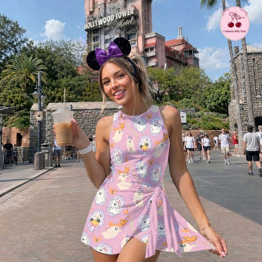 Halloween Cute Minnie Ghost Coquette Bow Wrap Skirt Dress, Mickey's Not So Scary Halloween Party Dress, Halloween Dress, Boo To You Dress