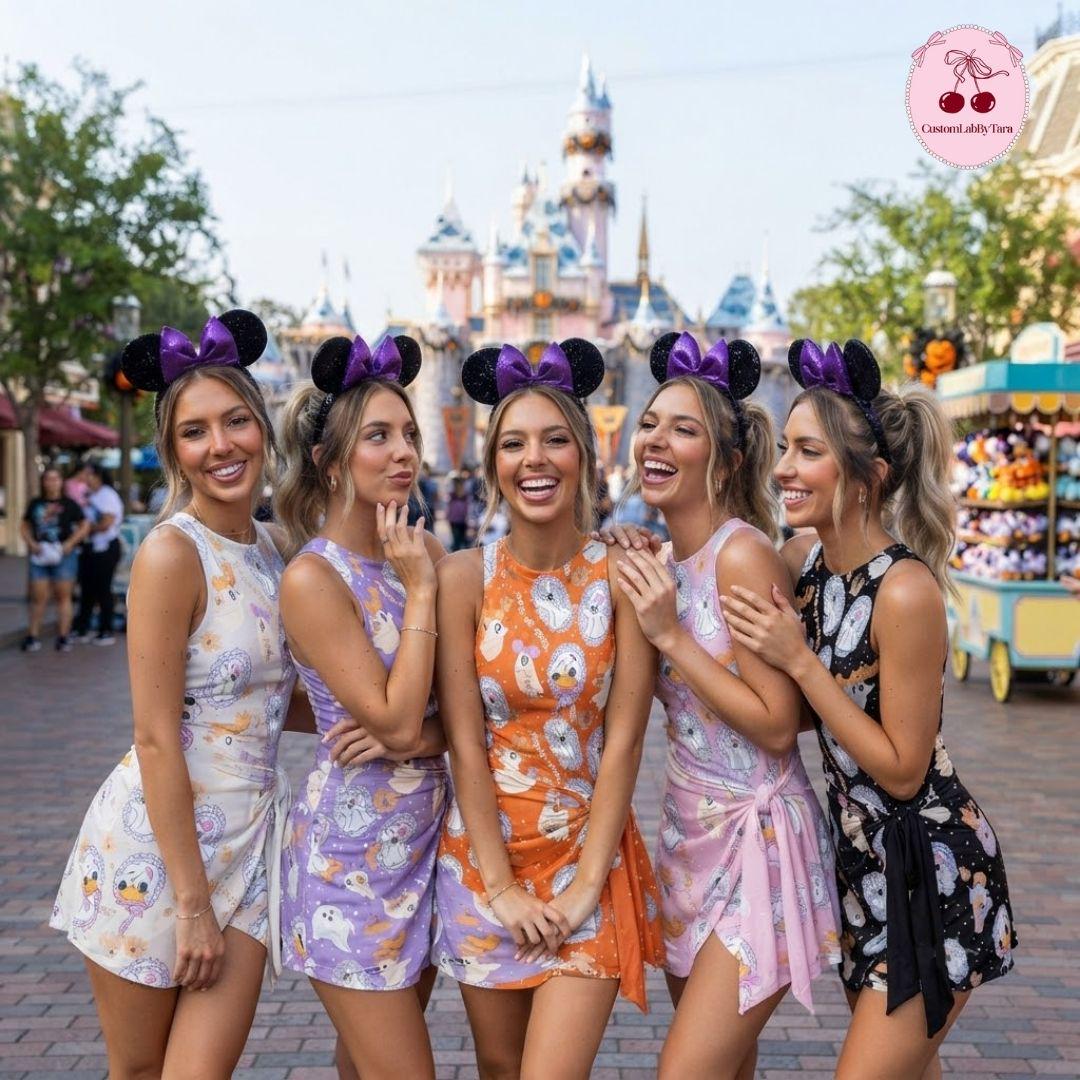 Halloween Cute Minnie Ghost Coquette Bow Wrap Skirt Dress, Mickey's Not So Scary Halloween Party Dress, Halloween Dress, Boo To You Dress