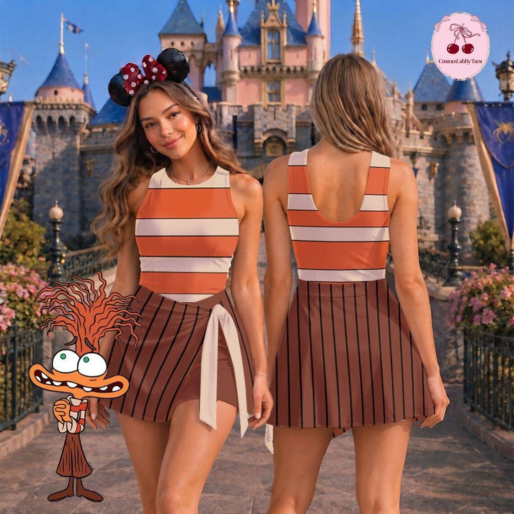 Halloween Cosplay Inside Out Tennis Dress Skirt, Inside Out Fear Sadness Anger Joy Disgust Anxiety Group Outfits, Halloween Costume Skirt
