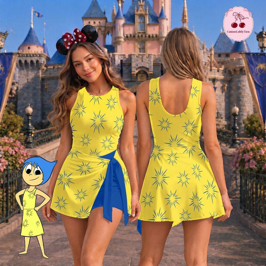 Halloween Cosplay Inside Out Tennis Dress Skirt, Inside Out Fear Sadness Anger Joy Disgust Anxiety Group Outfits, Halloween Costume Skirt