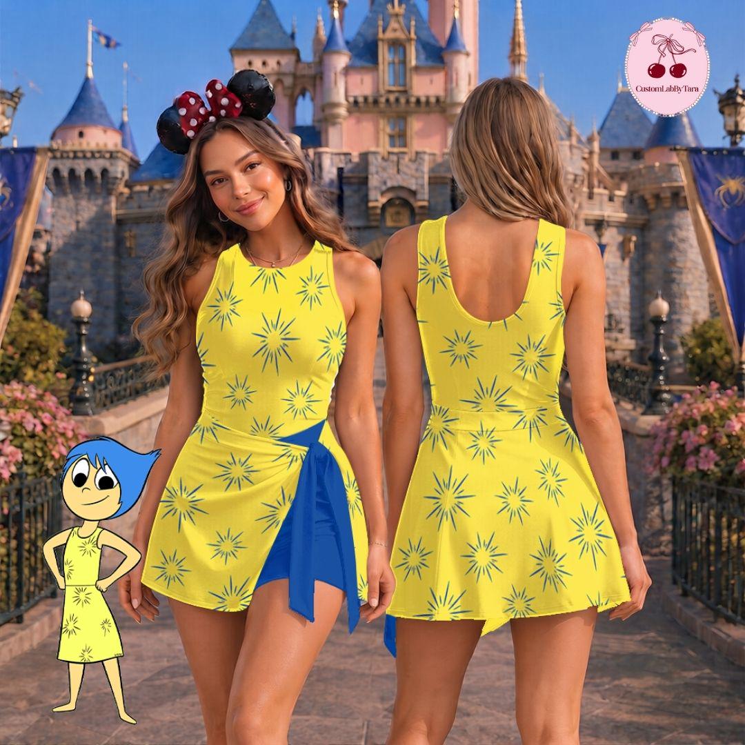 Halloween Cosplay Inside Out Tennis Dress Skirt, Inside Out Fear Sadness Anger Joy Disgust Anxiety Group Outfits, Halloween Costume Skirt