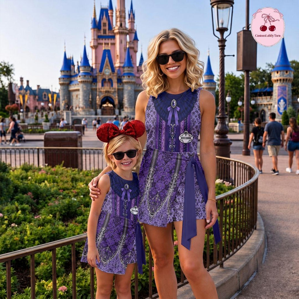 Haunted Mansion Ghost Host Costume Tennis Dress Skirt, Hitchhiking Ghosts Outfit, Mommy and Me Halloween Party Dress, Spooky Park Skort