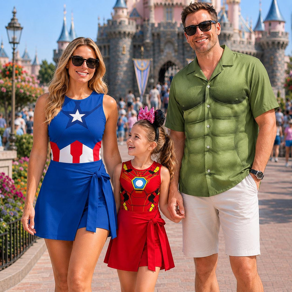 Marvel Avengers Family Cosplay Matching Outfits, Theme Park Halloween Costumes, Captain America Hulk Iron Man Casual Sets For Families