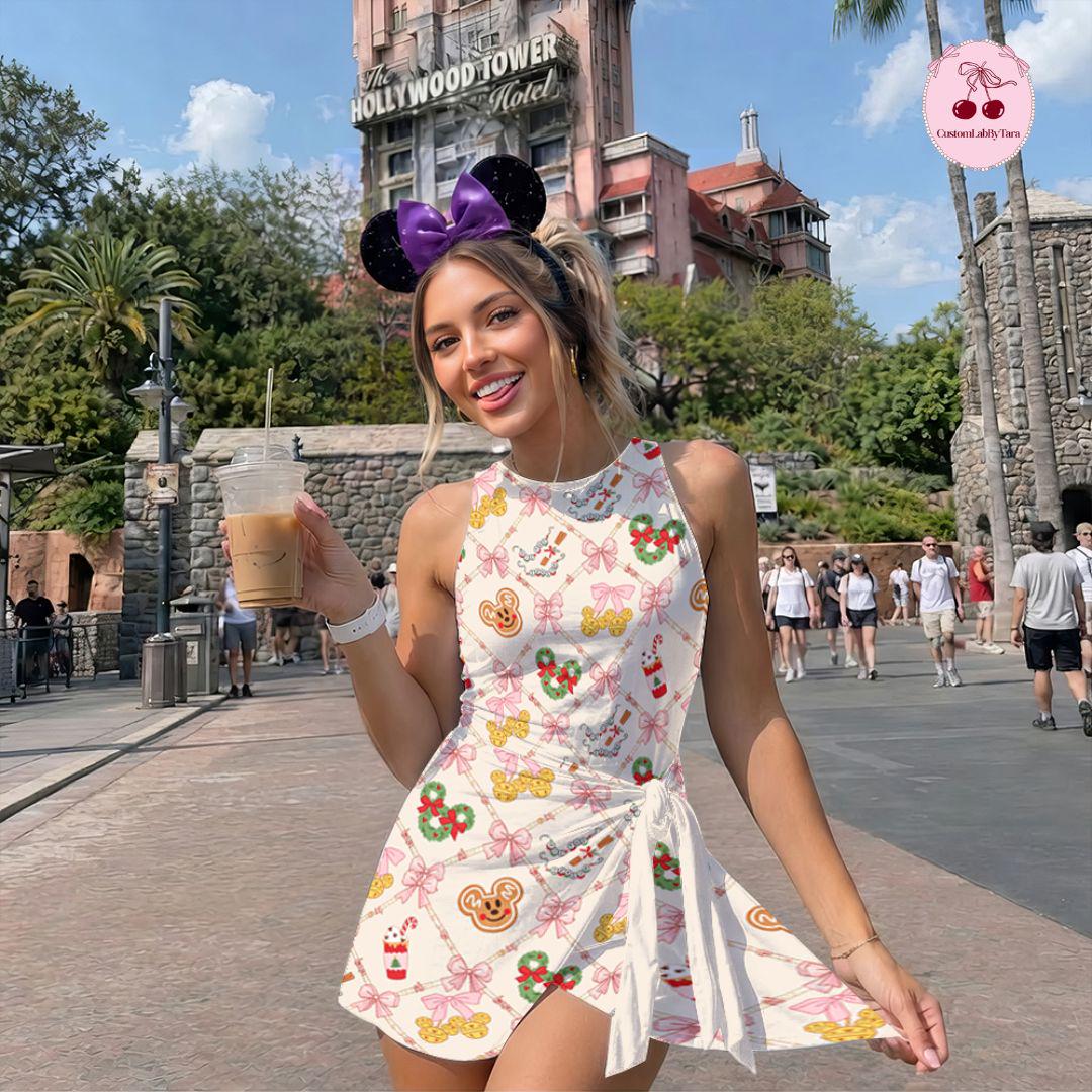 Coquette Disney Christmas Tennis Dress, Mickey's Very Merry Christmas Party Women Kids Costume Dress Skirt Activewear