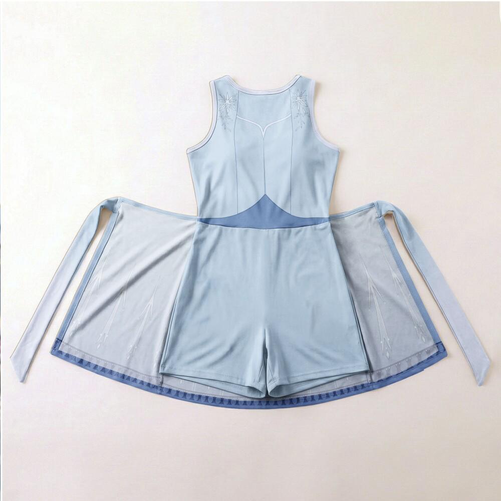 Iconic Princess Elsa Cosplay Tennis Dress, Frozen Snow Queen Costume Skirt, Disney Halloween Party Outfit, Women Athletic Dress