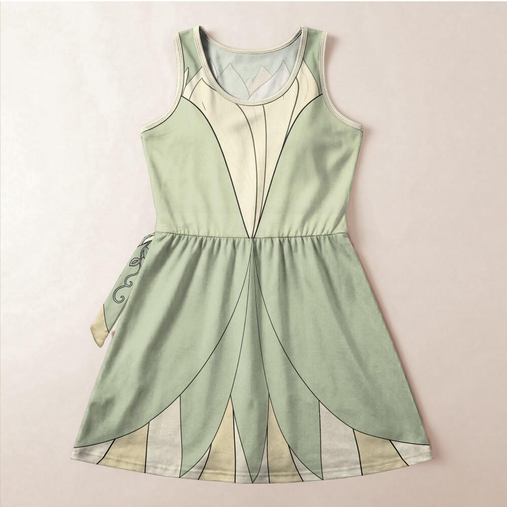Iconic Princess Tiana Cosplay Tennis Dress, Princess And The Frog Costume Skirt, Disney Halloween Party Outfit, Women Dress