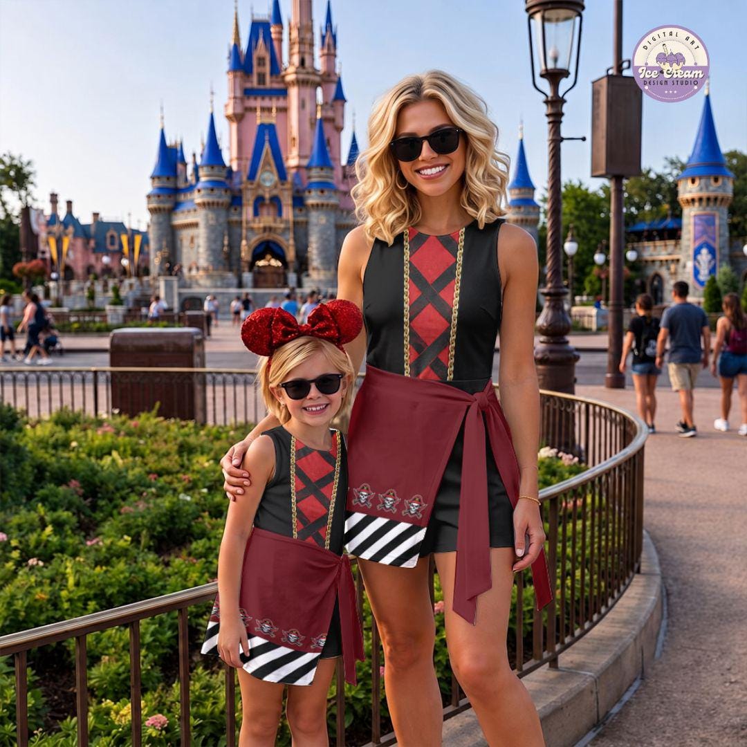 Pirates Of The Caribbean Wrap Skort Dress, Pirate Costume Outfit, DN Cruise Halloween Costume Dress, Pirates Of The Caribbean Inspired Skirt