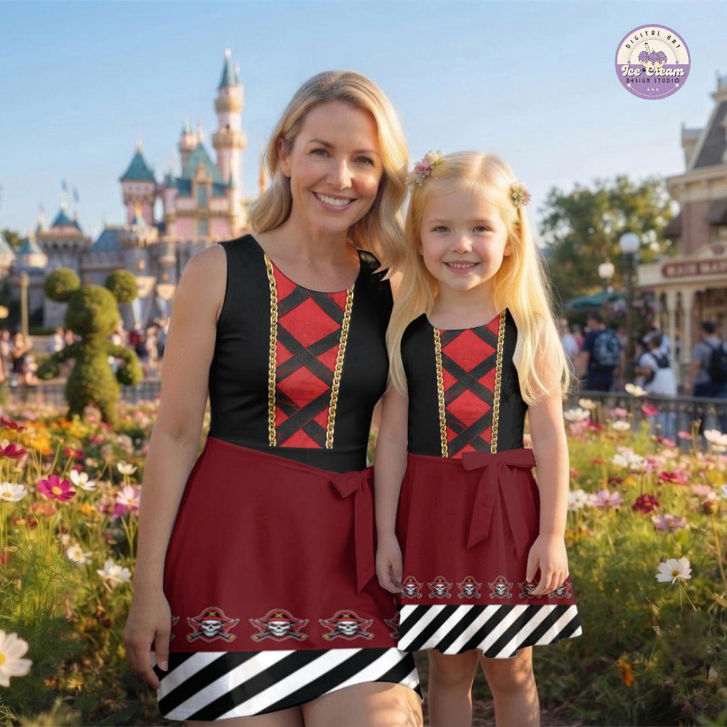 Pirates Of The Caribbean Wrap Skort Dress, Pirate Costume Outfit, DN Cruise Halloween Costume Dress, Pirates Of The Caribbean Inspired Skirt
