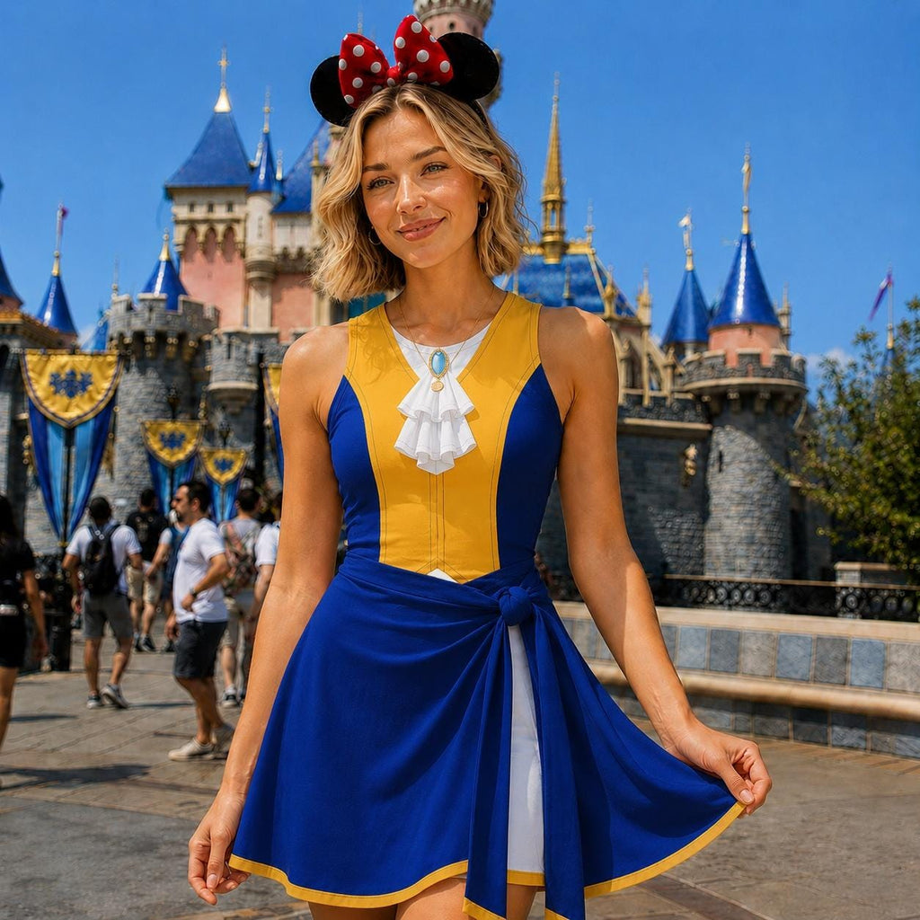 Prince Charming Costume Wrap Skort Dress, Beauty and the Beast Costum Halloween Cosplay, Magic Kingdom Dress