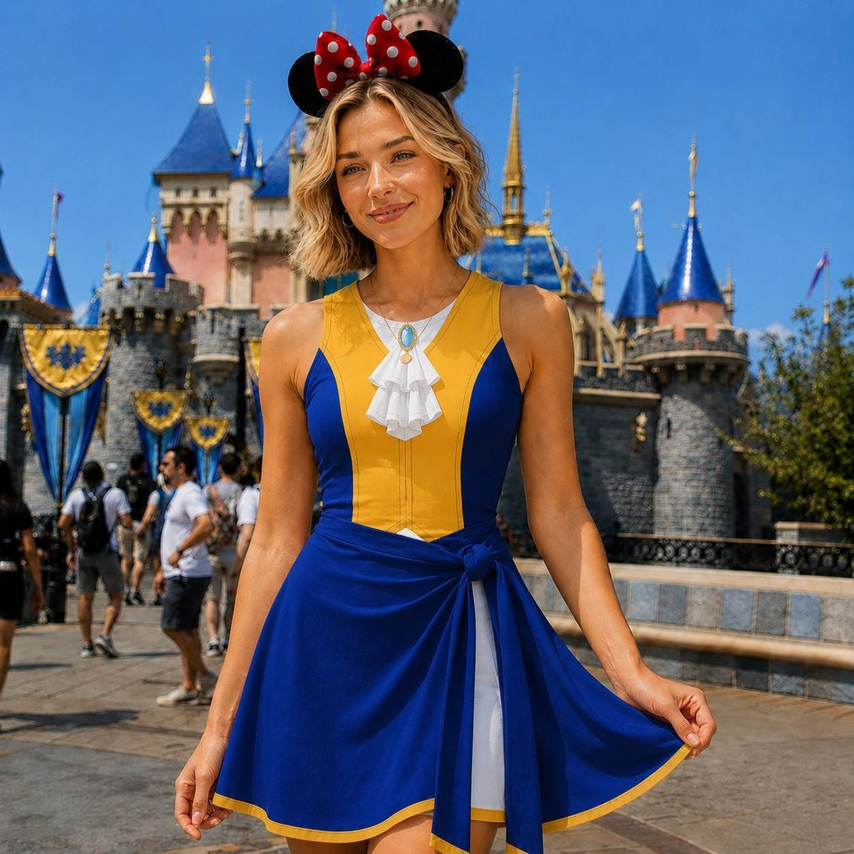 Prince Charming Costume Wrap Skort Dress, Beauty and the Beast Costum Halloween Cosplay, Magic Kingdom Dress
