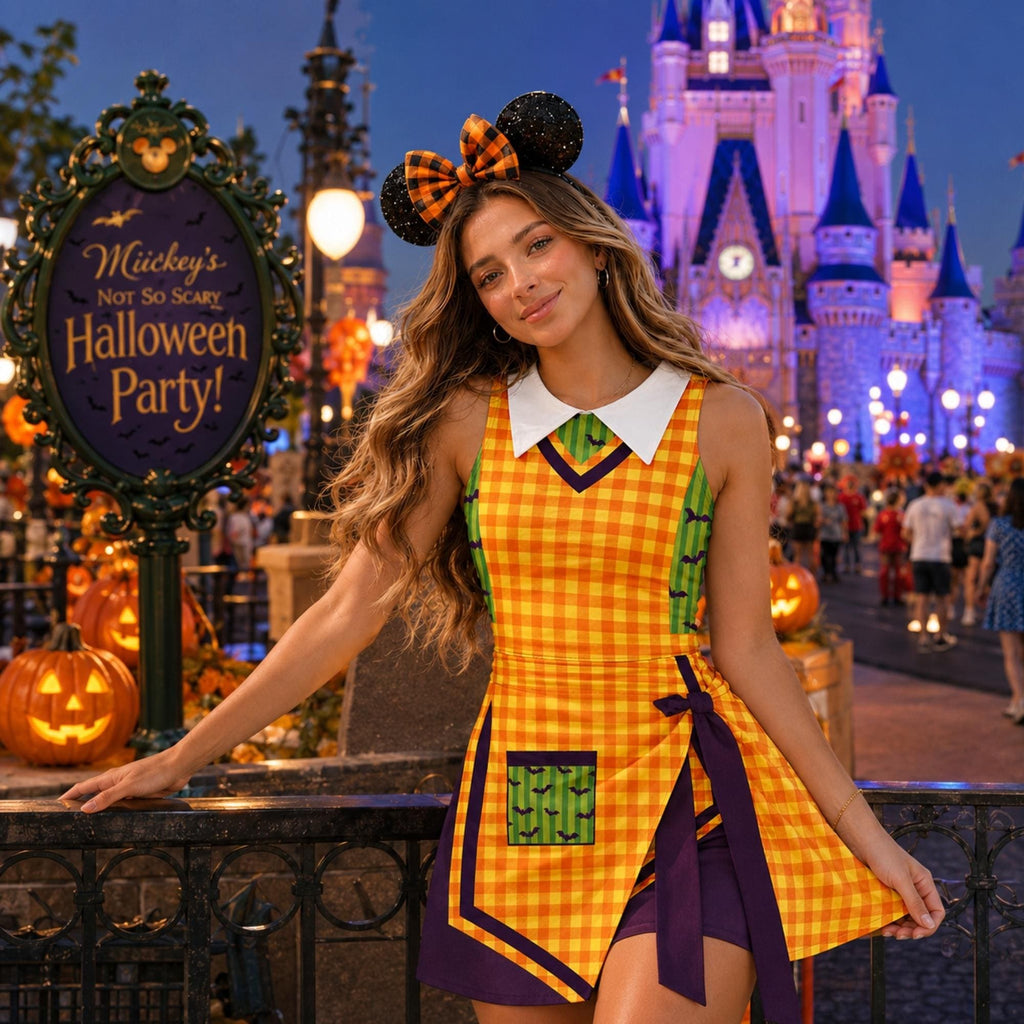 Halloween Cast Member Inspired Dress, Halloween Event Costume Wrap Skort Dress, Halloween Cosplay Women Dress, Girls Trip Party Outfit