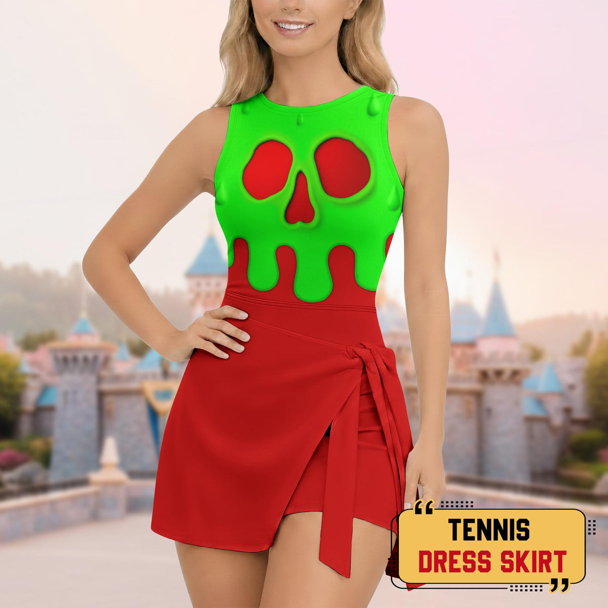 Poison Apple Snow White Halloween Costume Wrap Skort Dress, Evil Queen Poison Apple Cosplay Skirt, WDW Poison Apple Halloween Outfits