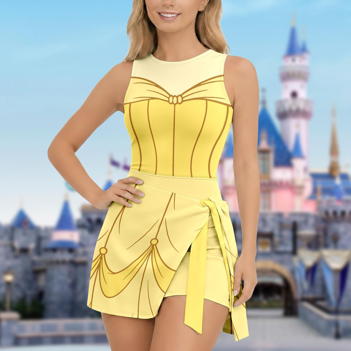 Belle Princess Wrap Skort Dress, Beauty And The Beast Halloween Costume, DN Trip Outfit, Belle Princess Dress, Magic Kingdom Outfits
