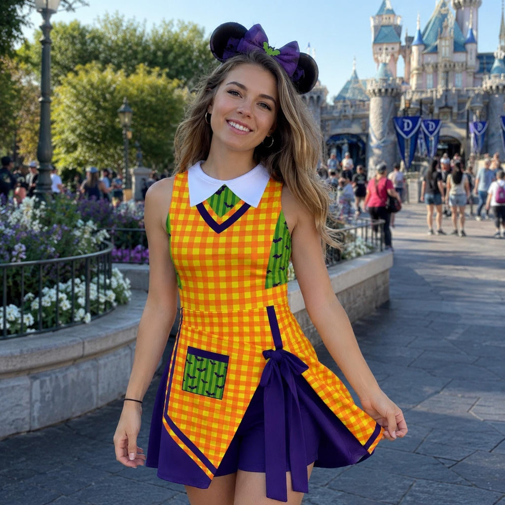 Mickey's Not So Scary Halloween Cast Member Inspired Dress, WDW Halloween Event Costume Wrap Skort Dress, Mickey Minnie Cosplay Women Dress