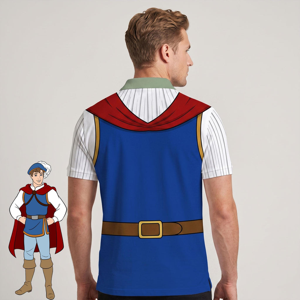 Snow White Prince Florian Matching Couple Outfit, Princess Cosplay Polo Shirt and Wrap Skort Dress, Theme Park Vacation Gift Idea