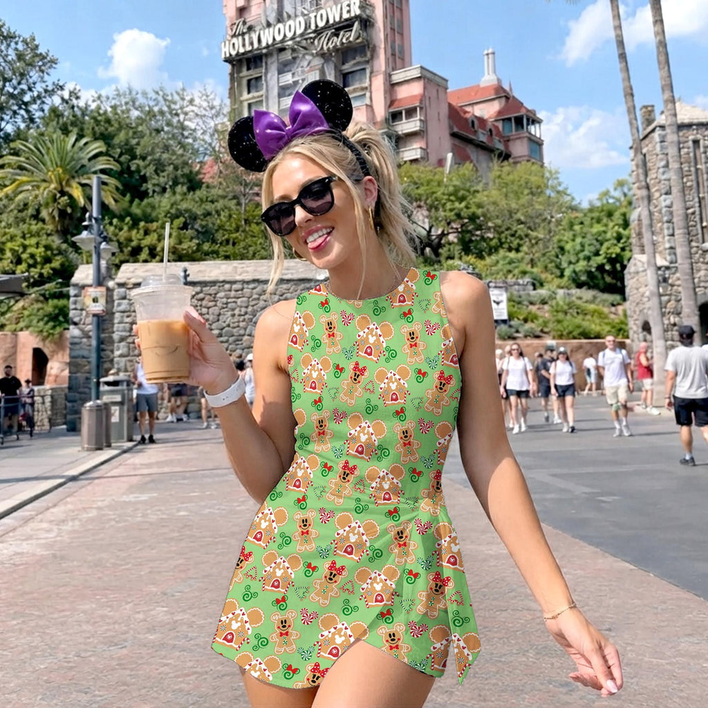 Disney Gingerbread Christmas Dress Skirt, Mickey Minnie Christmas Dress, WDW Disneyland Christmas Dress, Xmas Disney Trip Dress Skirt