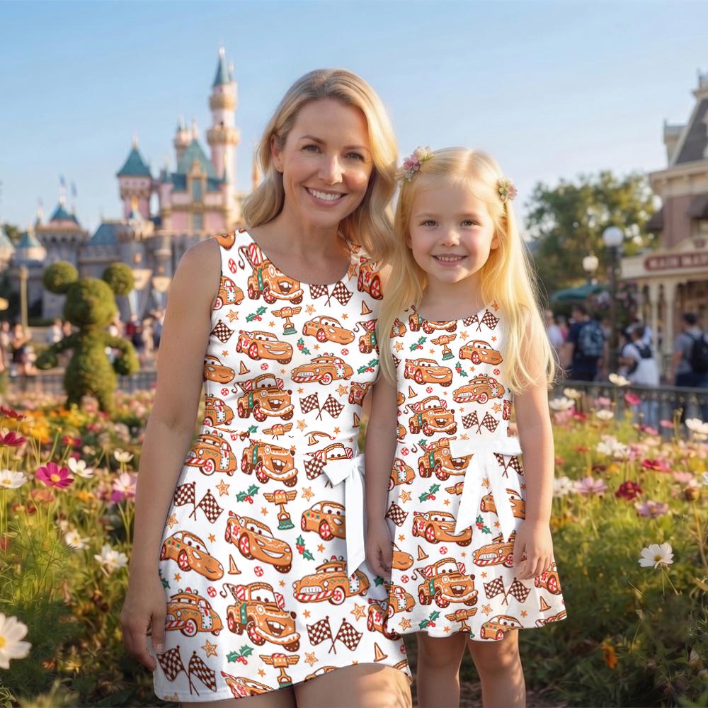 Disney Cars Gingerbread Christmas dress Skirt, Lighting Mcqueen Christmas Dress, Radiator Springs Xmas Holiday skirt, Very Merry Christmas