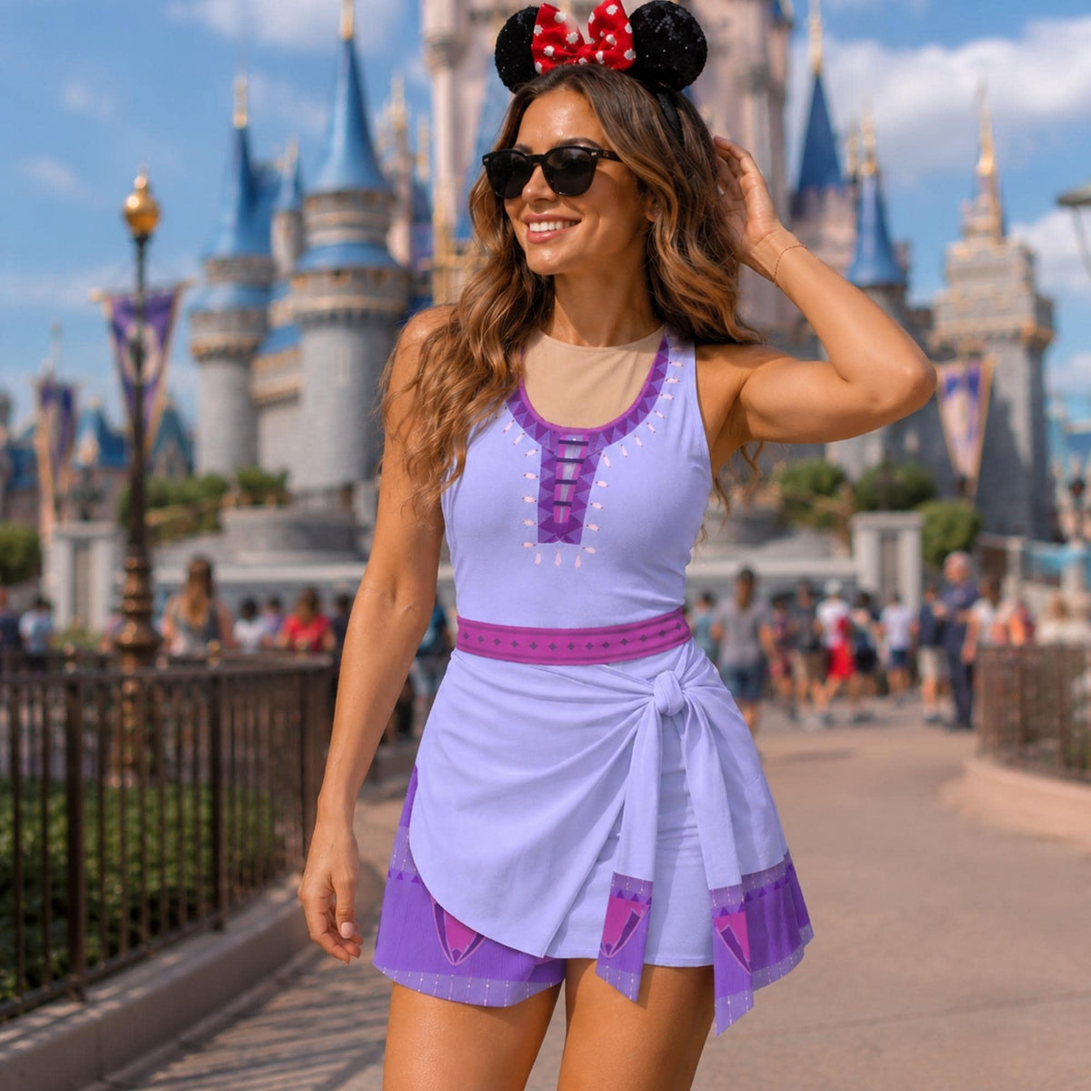 Purple Princess Wrap Skort Dress, Princess Costume Dress, Purple Princess Cosplay Outfit, Theme Park Vacation Outfit, Princess Gift