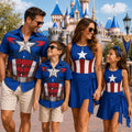 Captain America Family Matching Outfits, Superhero Theme Park Vacation Clothes, Halloween Cosplay Idea, Halloween Costume, Gift For Kid