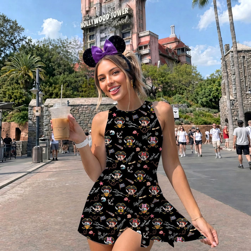 Mickey and Friends Disney Pirates Tennis Dress, Halloween Party Dress, Yo Ho Yo Ho A Pirate's Life for Me, Pirate Cruise Trip Women's Dress