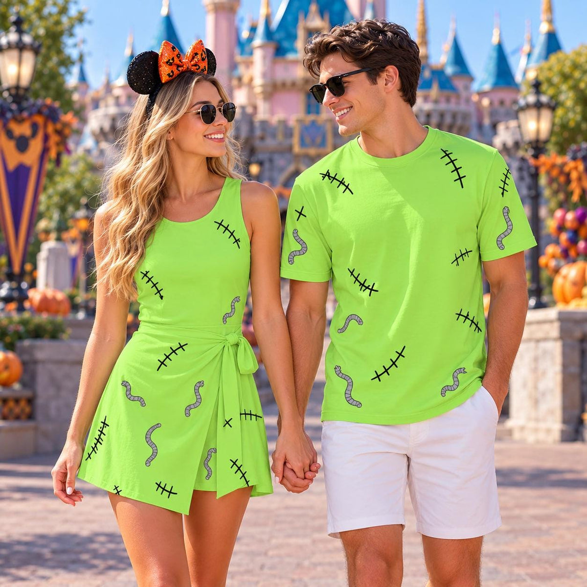 Halloween Green Monster Wrap Dress Skirt, Spooky Costume Cosplay, Green Monster Cosplay Outfit, Nightmare Halloween Party Dress