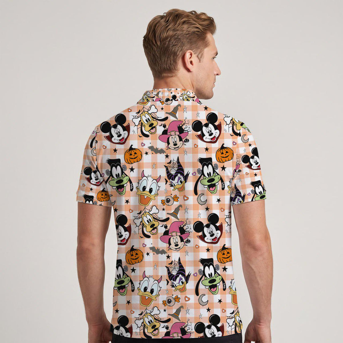 Spooky Mickey Friends Matching Couple Outfit, Halloween Polo Shirt and Wrap Skort Dress, Theme Park Vacation Clothes, Unique Gift