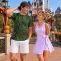 Fantasy Couple Tennis Dress, Fairytale Skort Outfit, Women's Princess Dress, Green Tunic Top, Matching Vacation Look, Costume Party Apparel