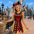 Queen of Hearts and Alice in Wonderland Inspired Wrap Skort Dress, Disney Villain Halloween Cosplay Costume, Theme Park Vacation Gift