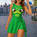 Pascal Inspired Wrap Skort Dress, Tangled Green Chameleon Halloween Cosplay Costume, Disney Matching Dress, Theme Park Vacation Outfit