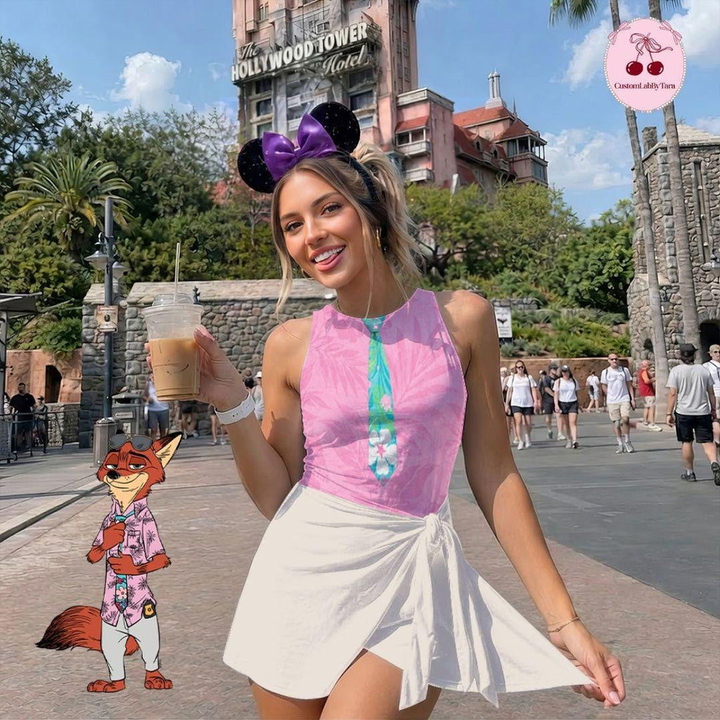 Zootopia Nick Wilde Judy Hopps 3D Costume Outfit, Zootopia Costume Wrap Skort Dress Costume, Nick Judy WDW Vacation Costume Outfit