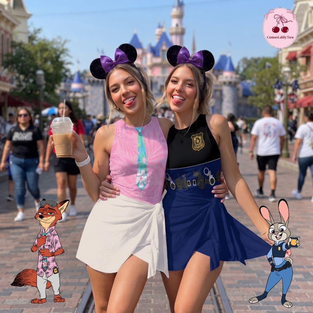 Zootopia Nick Wilde Judy Hopps 3D Costume Outfit, Zootopia Costume Wrap Skort Dress Costume, Nick Judy WDW Vacation Costume Outfit