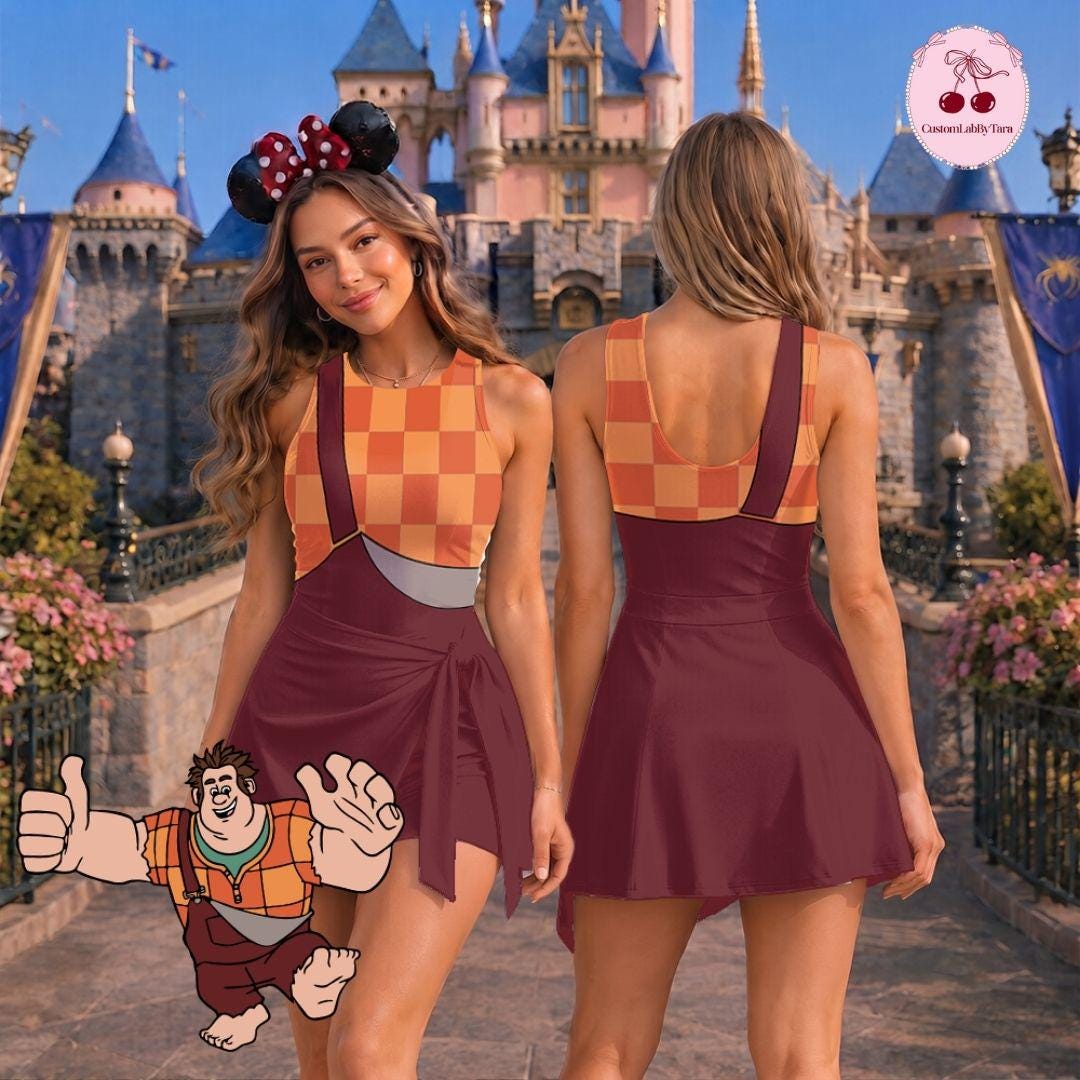Wreck It Ralph Inspired Tennis Dress, Disney Bounding Outfit, Arcade Hero Halloween Cosplay Costume , Women's Theme Park Vacation Outfit