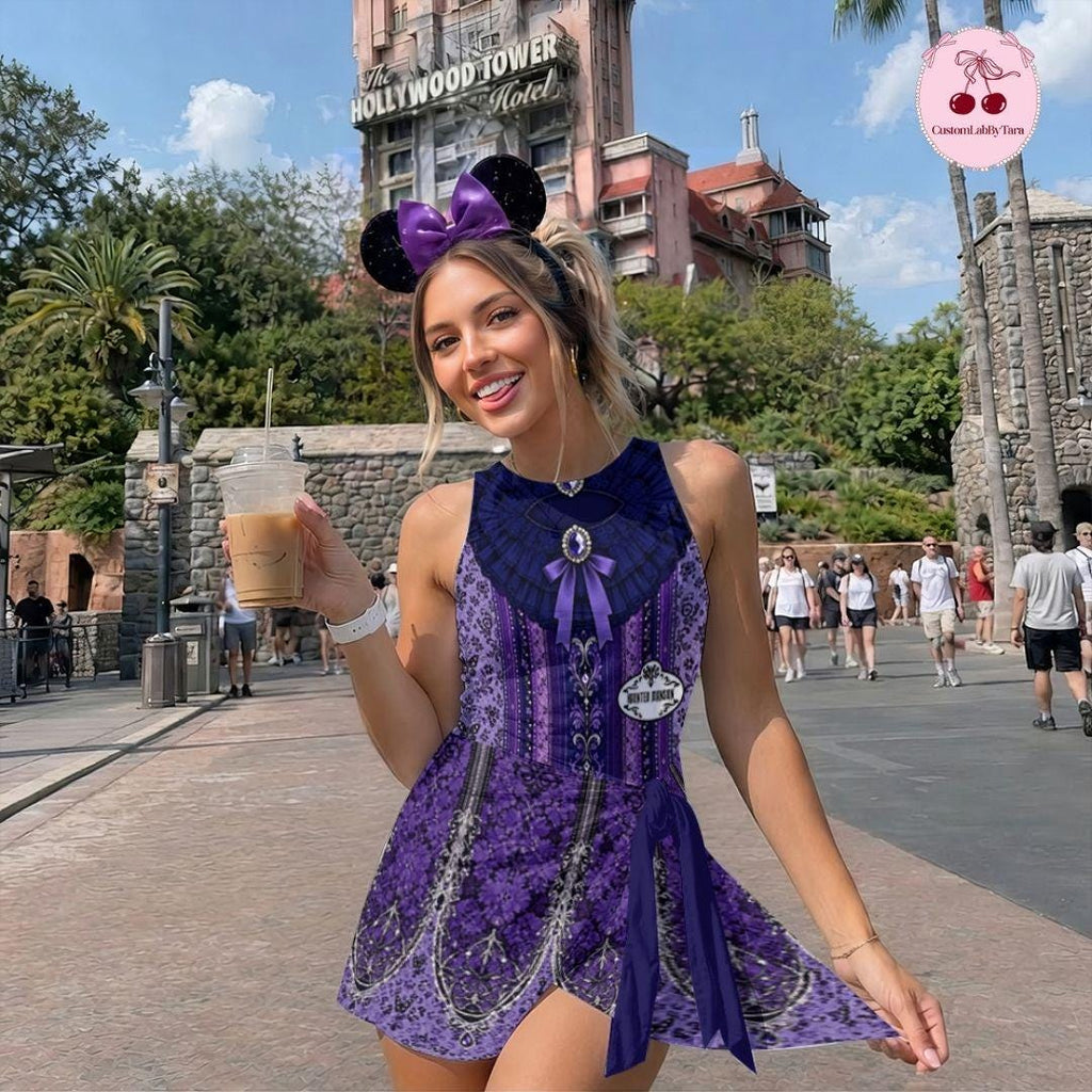 Haunted Mansion Ghost Host Costume Tennis Dress Skirt, Hitchhiking Ghosts Outfit, Mommy and Me Halloween Party Dress, Spooky Park Skort